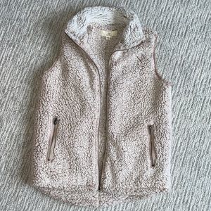 THREAD & SUPPLY Arctic Fleece Full Zip Sherpa Vest Smoke Rose Size Small
